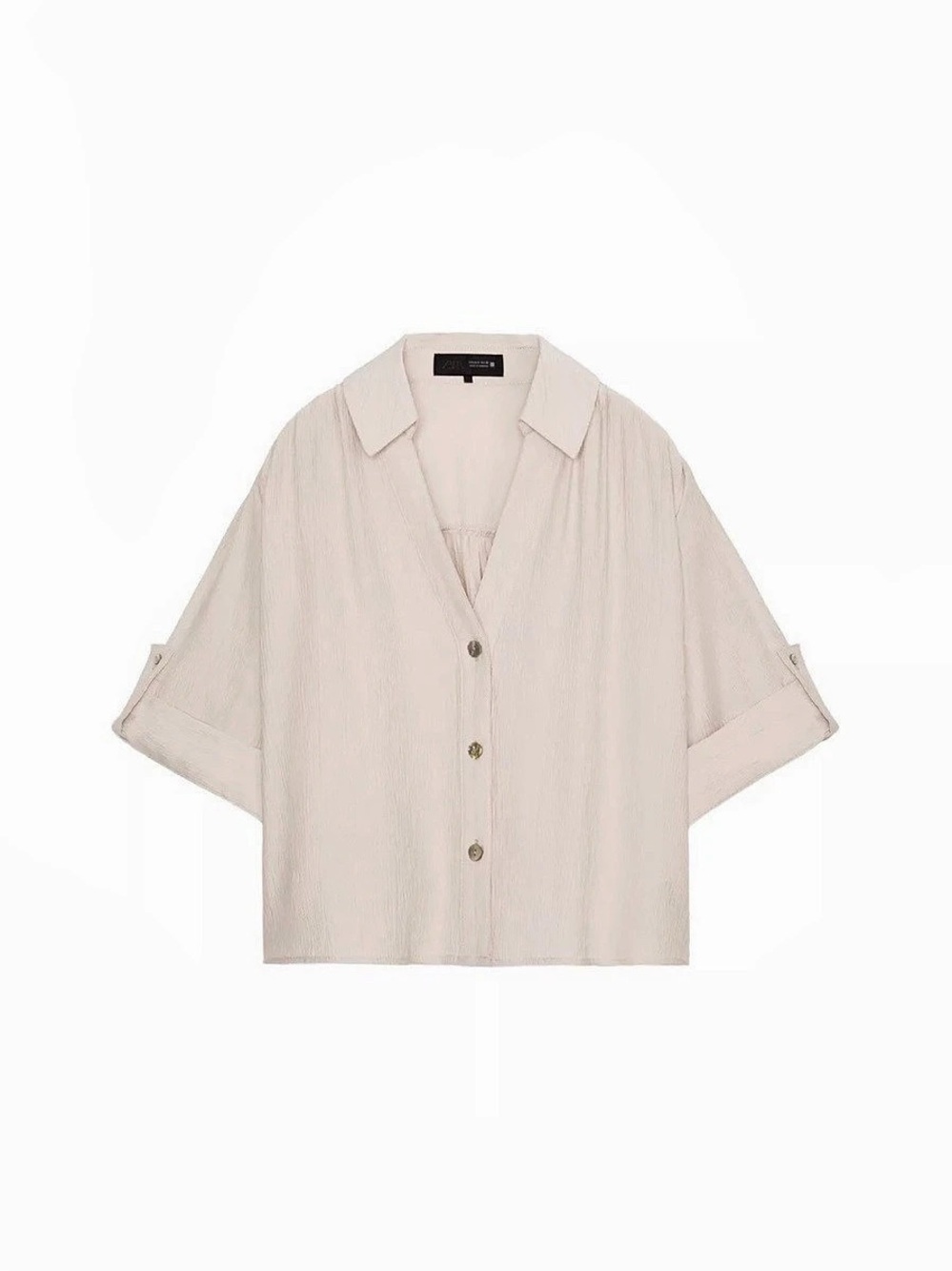 Zara Women's Beige Button Front Shirt